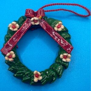 Homemade Miniature Wreath Ornament Red/Green